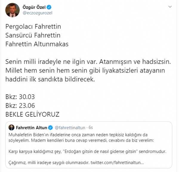 Özgür Özel'den hadsiz tweet!